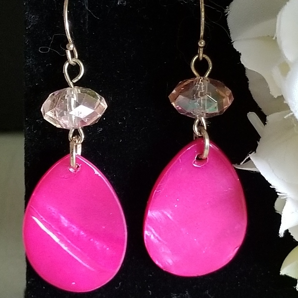 Hot Pink Teardrop Earrings #101
